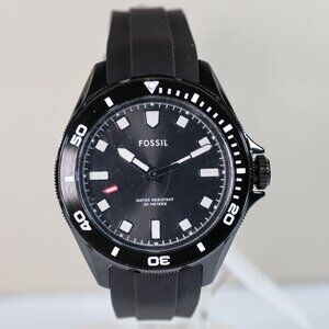 New Fossil Dalton Three-Hand Black Silicone Watch 42MM BQ2886 Japan Movement